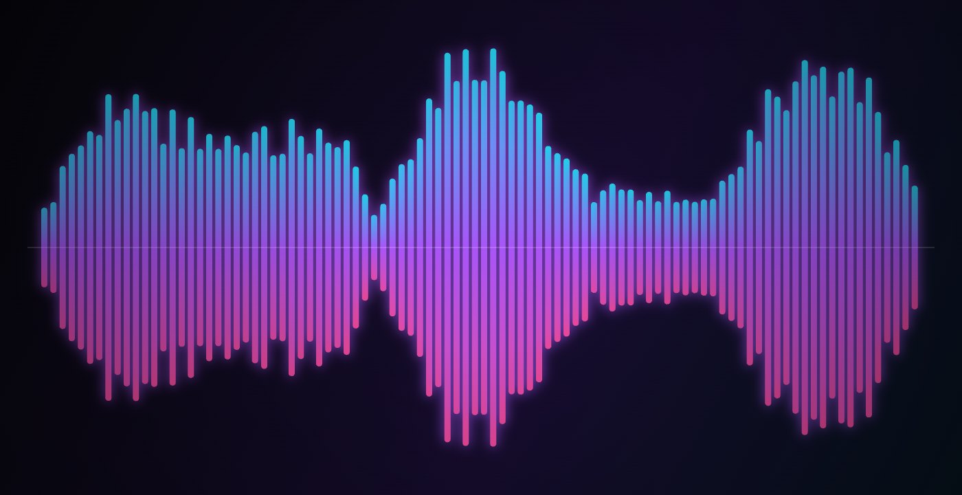 AI-musik og lyd: lysende lydbølger, der illustrerer AI services fra LION Creative